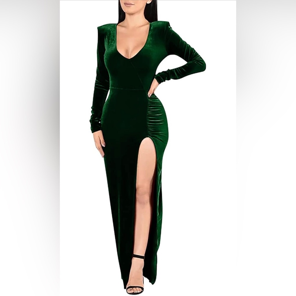 Green long sleeve gown